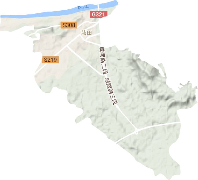 蓝田街道地形地图