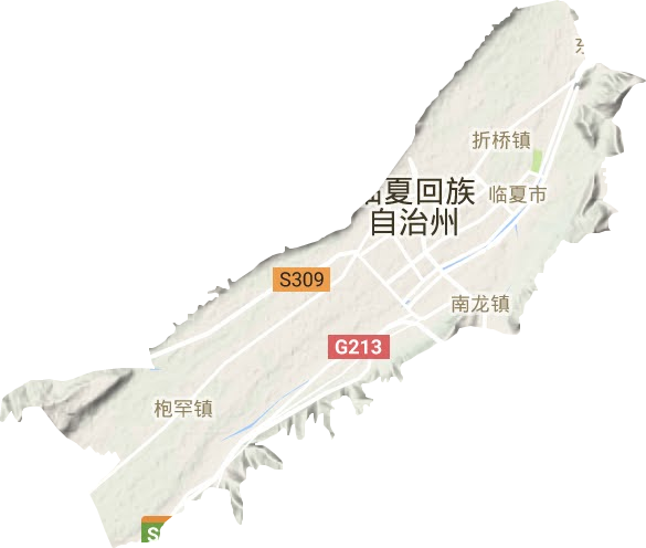 临夏市地形地图