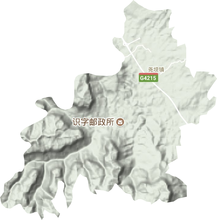 尧坝镇地形地图