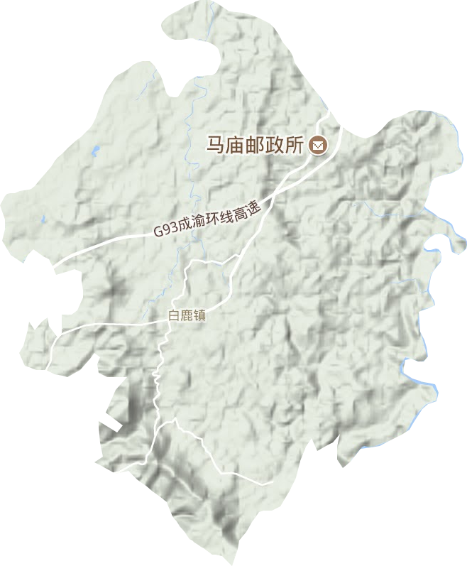 白鹿镇地形地图