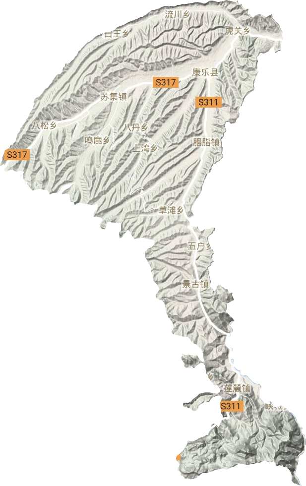 康乐县地形地图