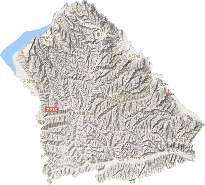 东乡族自治县地形地图