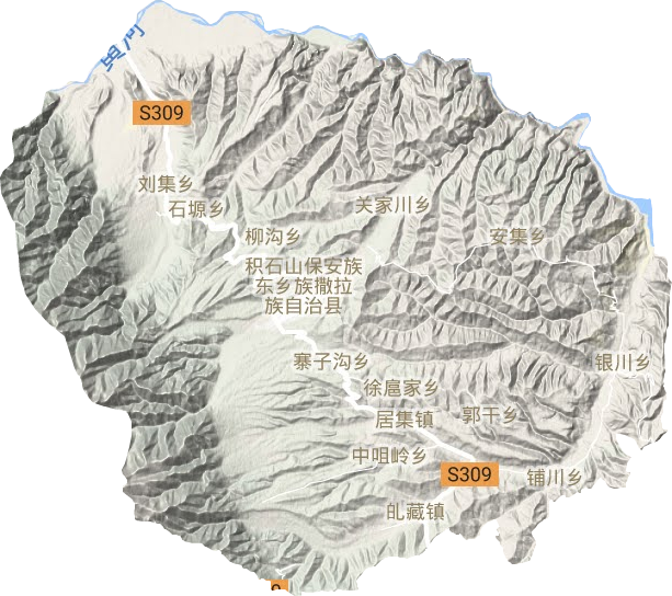 积石山保安族东乡族撒拉族自治县地形地图