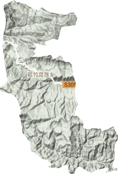 箭竹苗族乡地形地图