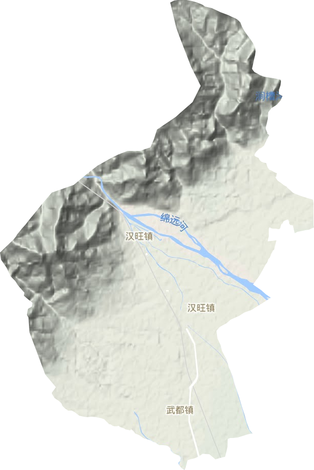 汉旺镇地形地图