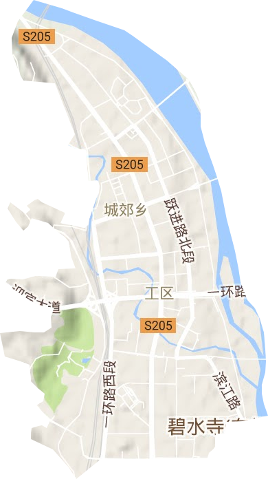 工区街道地形地图