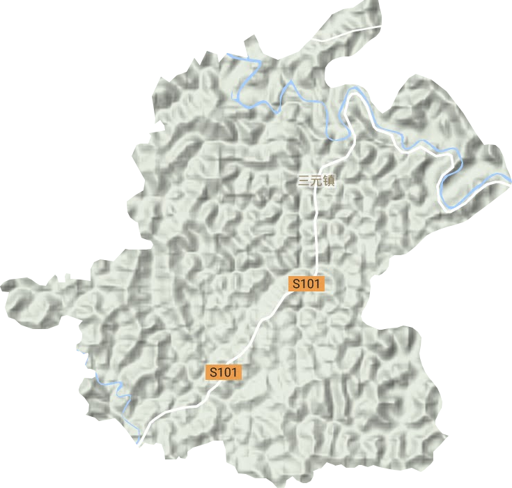 三元镇地形地图
