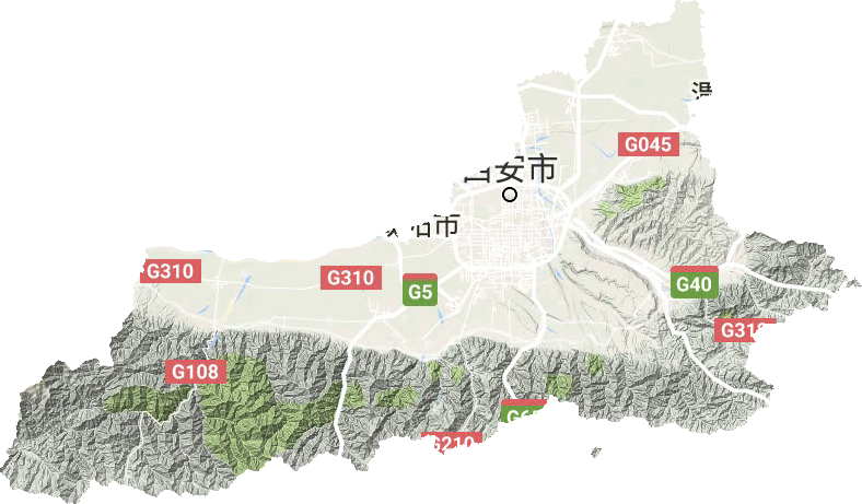 西安市地形地图