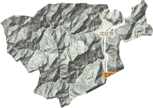 擂鼓镇地形地图