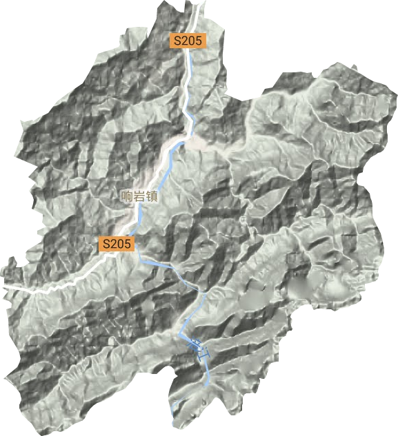 响岩镇地形地图