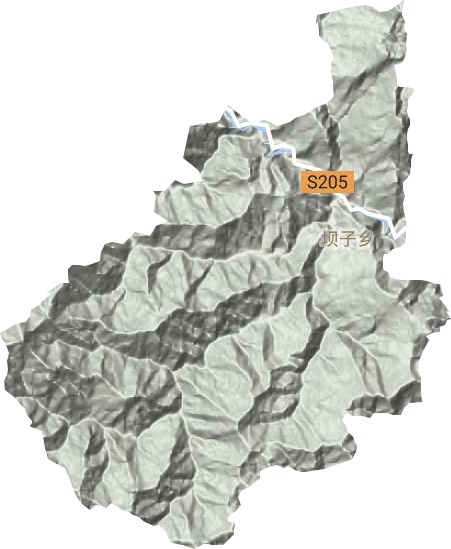 坝子乡地形地图