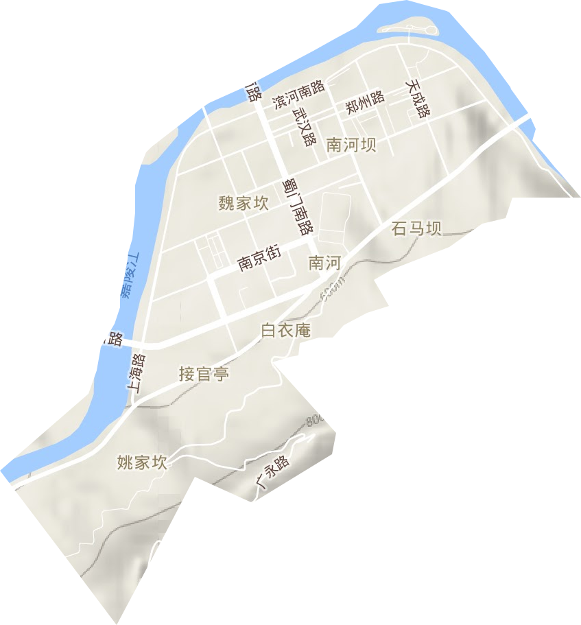 南河街道地形地图