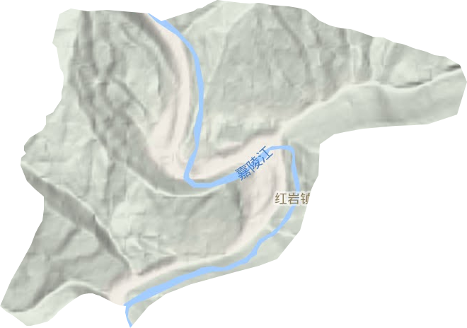 红岩镇地形地图