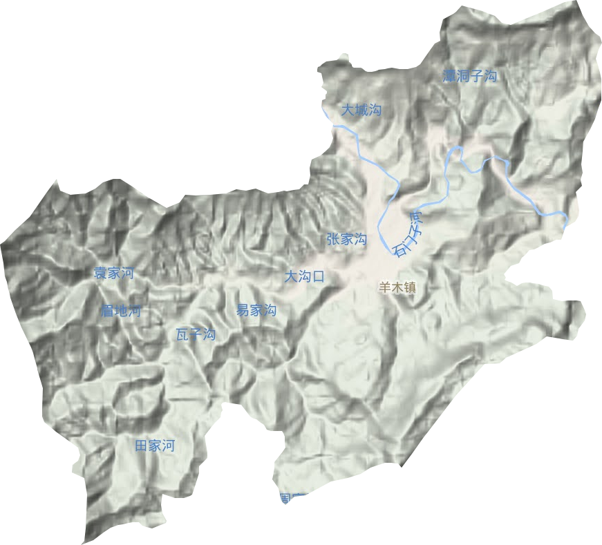 羊木镇地形地图