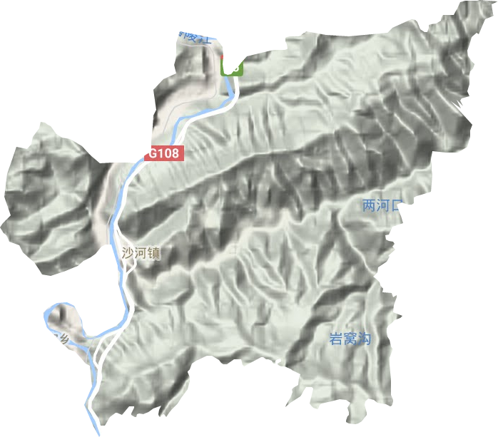 沙河镇地形地图