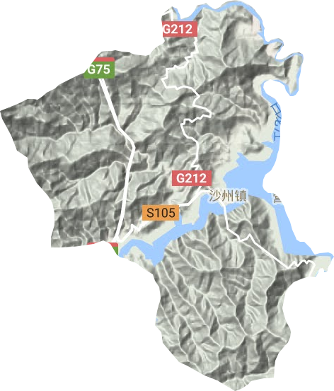 沙州镇地形地图