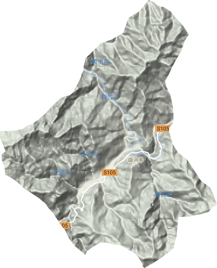 曲河乡地形地图