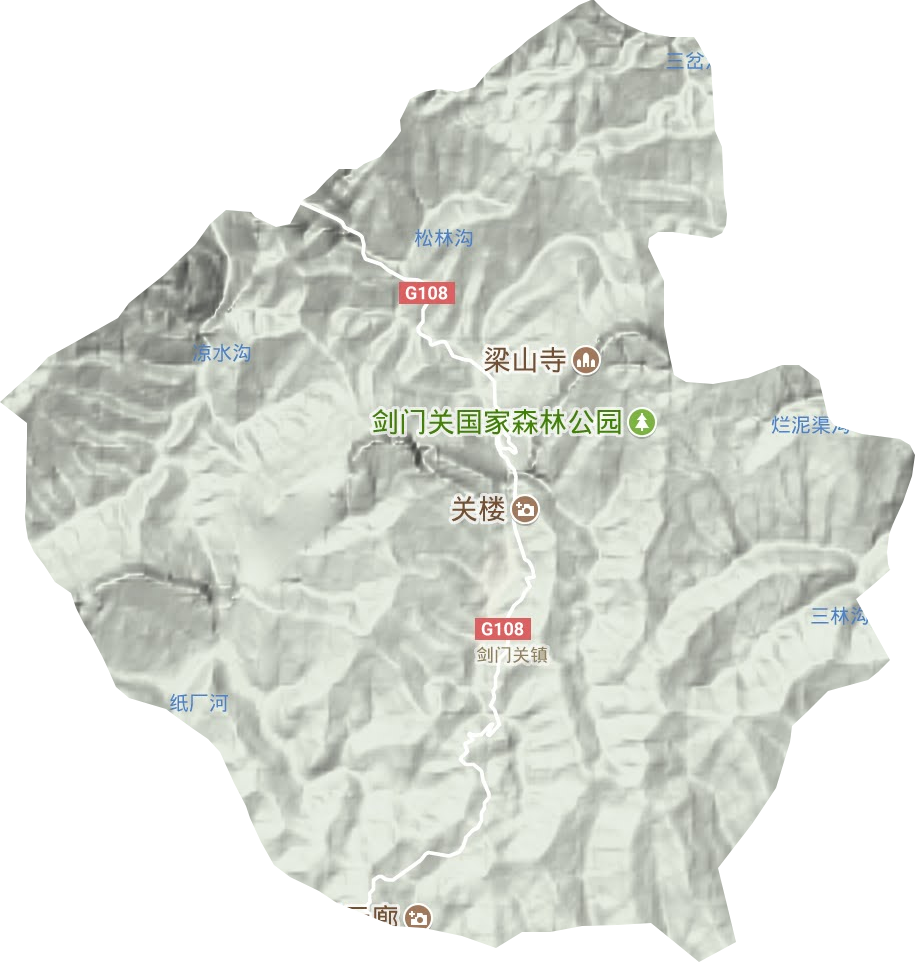 剑门关镇地形地图