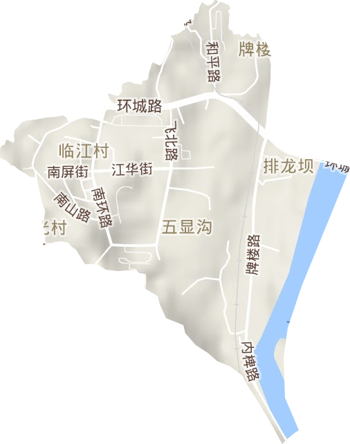 牌楼街道地形地图