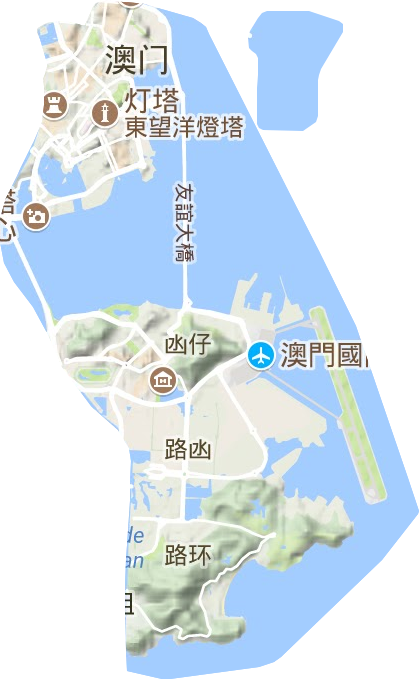 澳门特别行政区地形地图
