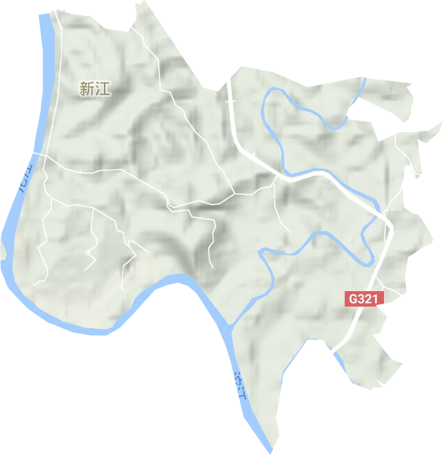 新江街道地形地图