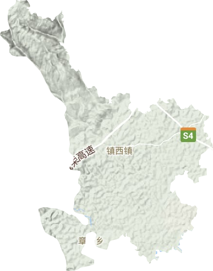 镇西镇地形地图