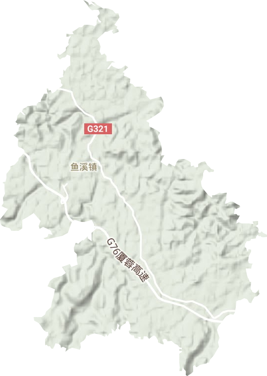 鱼溪镇地形地图