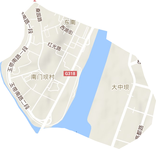 东南街道地形地图