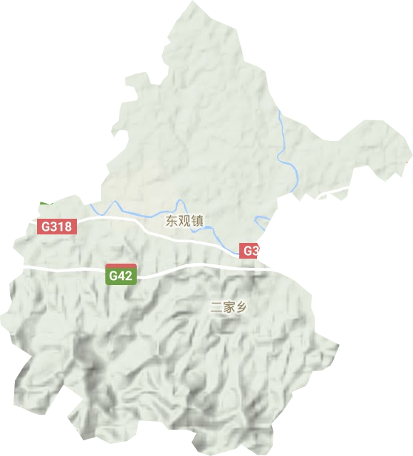 东观镇地形地图