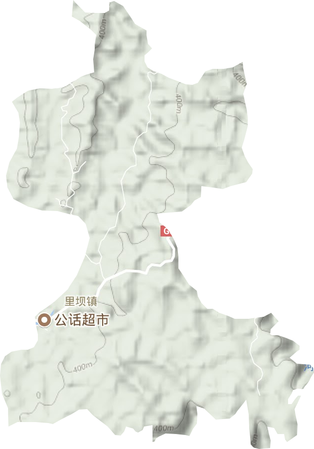 里坝镇地形地图