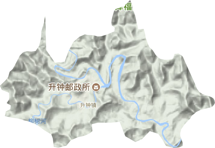 升钟镇地形地图