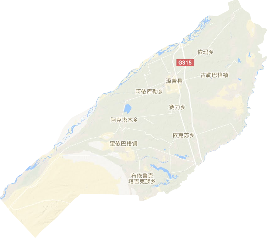 泽普县地形地图