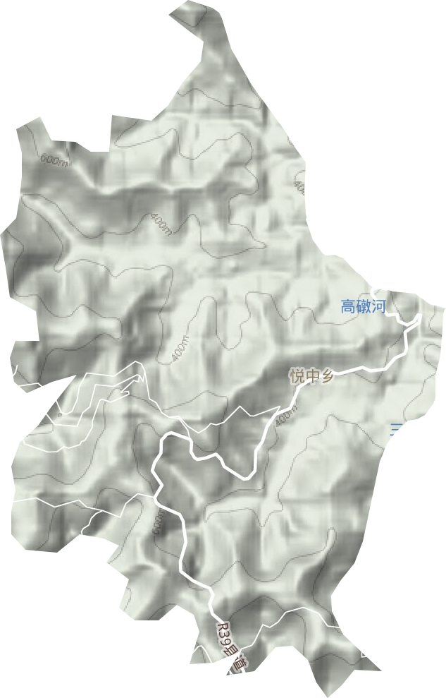 悦中乡地形地图