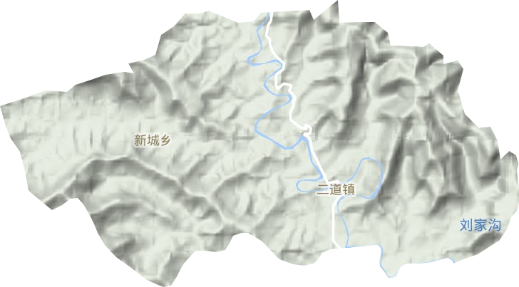 二道镇地形地图
