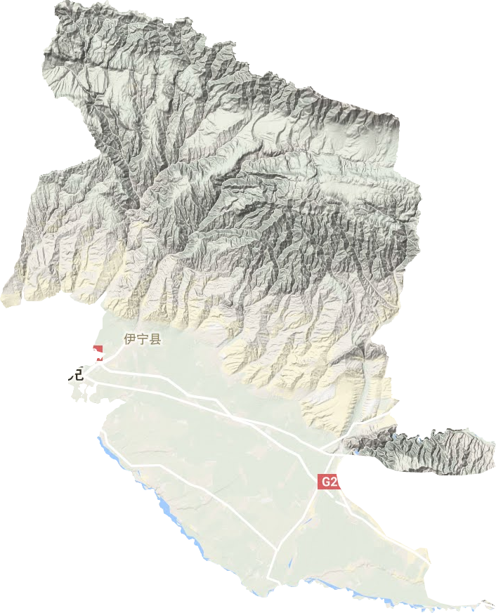 伊宁县地形地图