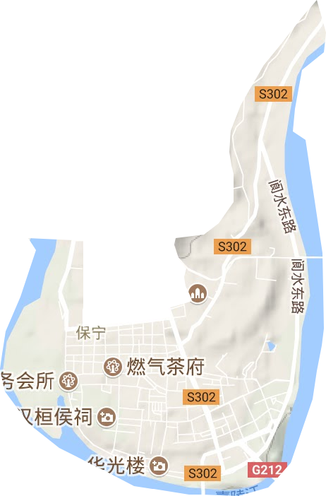 保宁街道地形地图