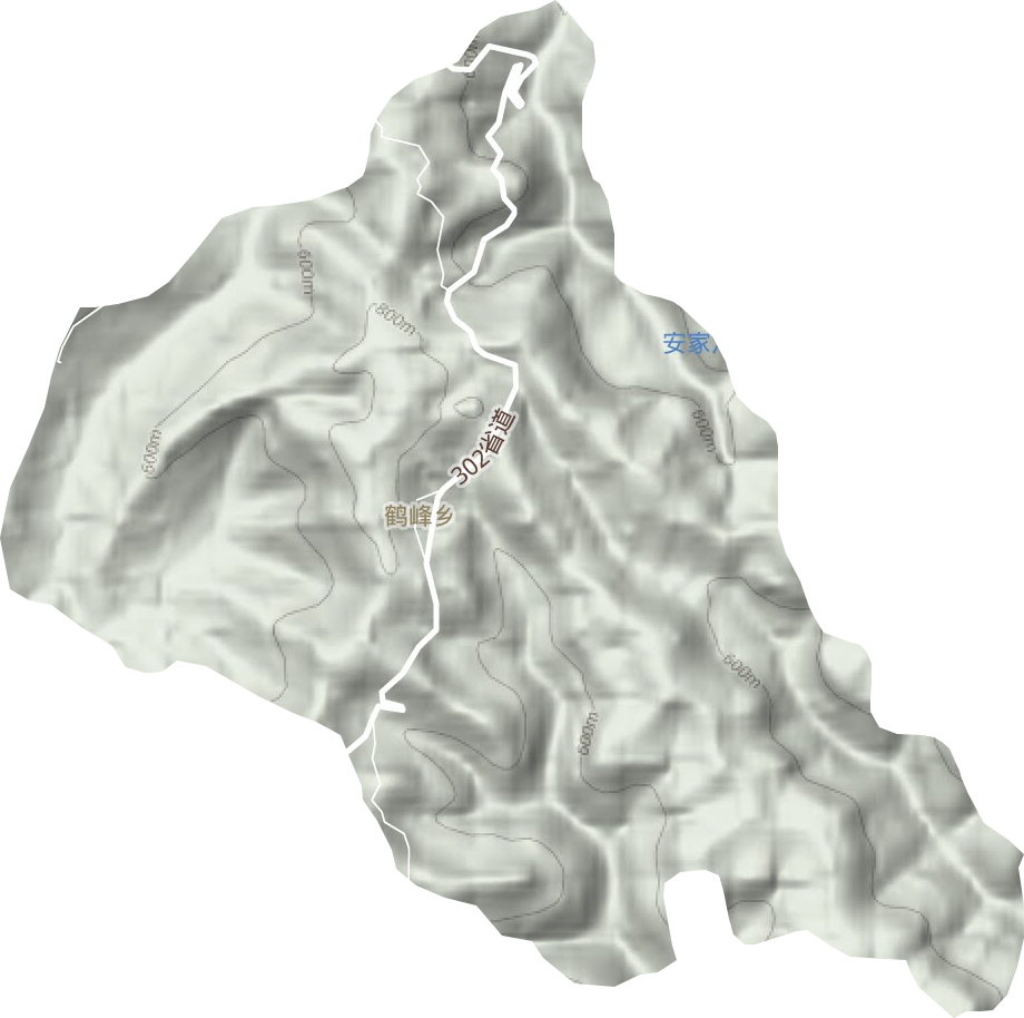 鹤峰乡地形地图