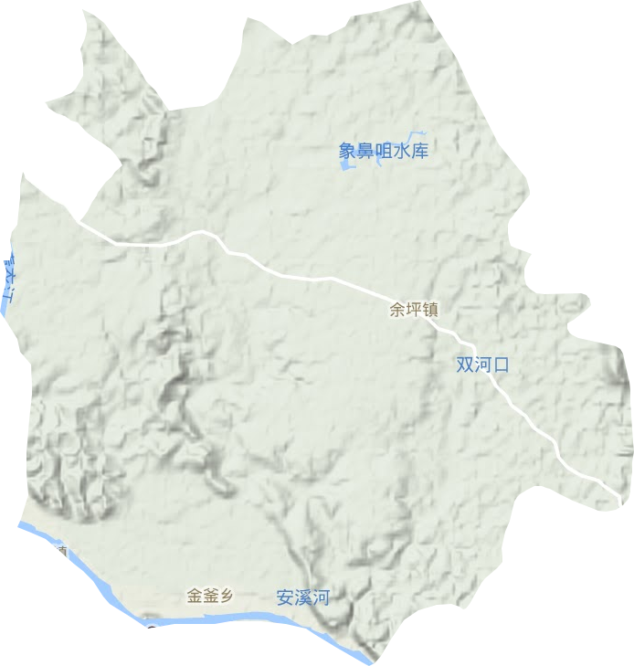 余坪镇地形地图