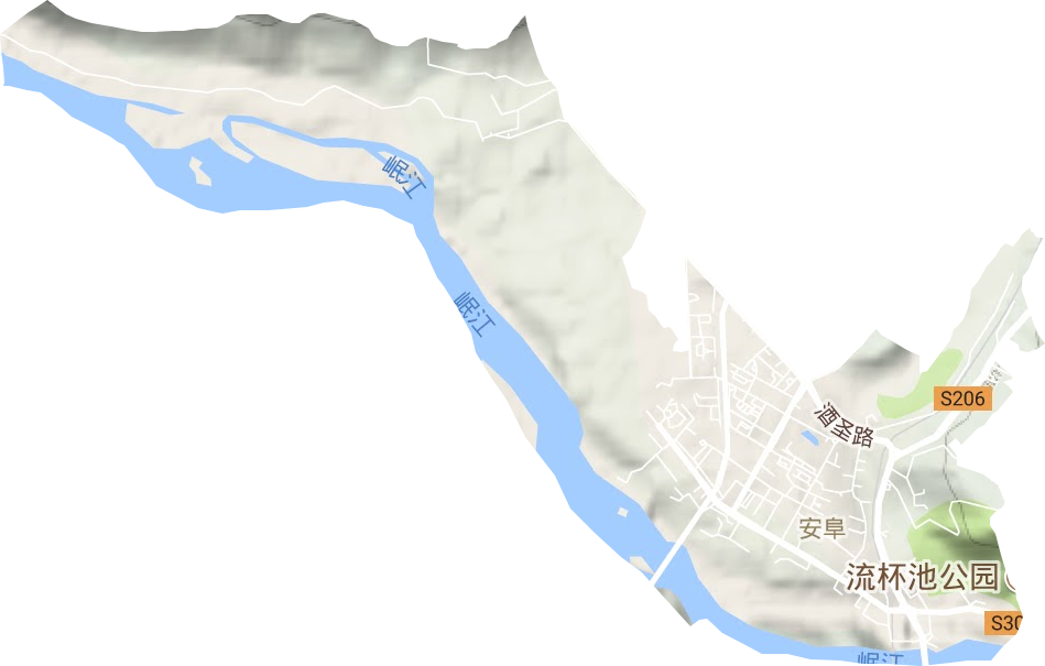 安阜街道地形地图