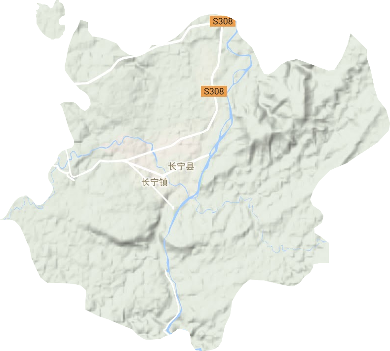 长宁镇地形地图