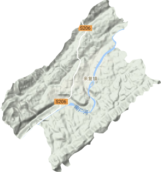 来复镇地形地图