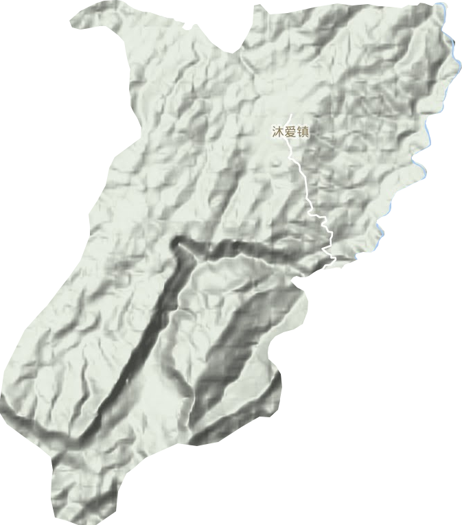沐爱镇地形地图