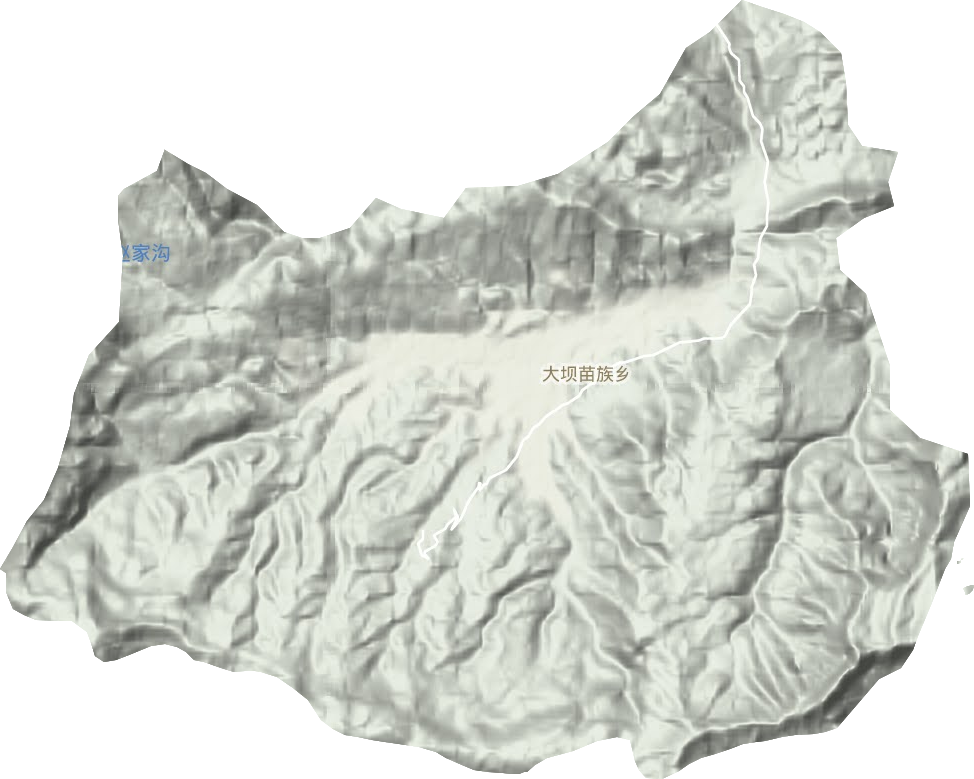 大坝苗族乡地形地图