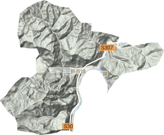 新市镇地形地图