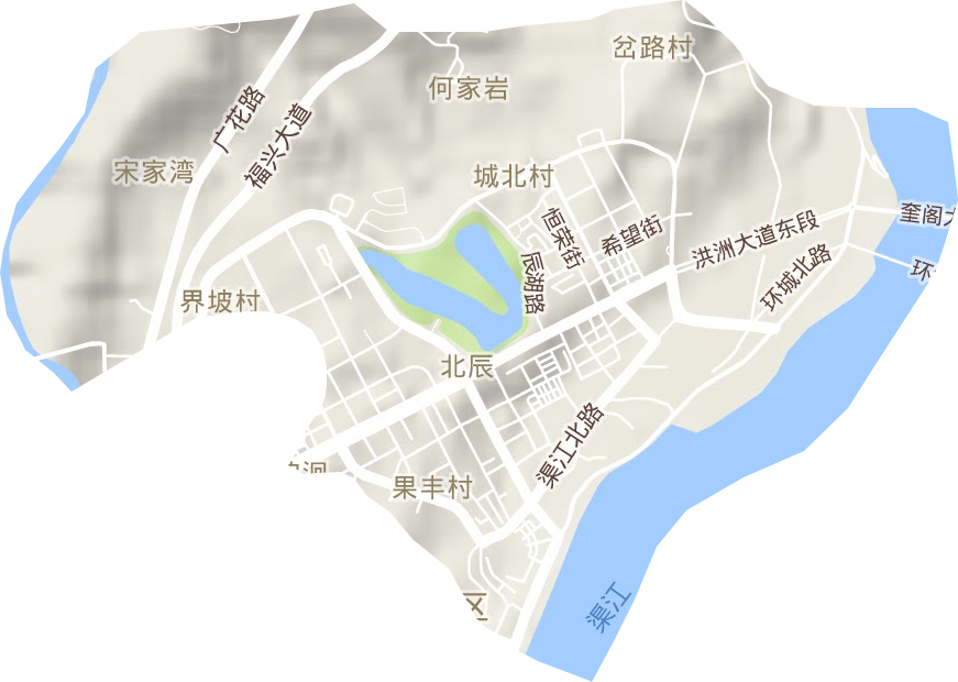 北辰街道地形地图