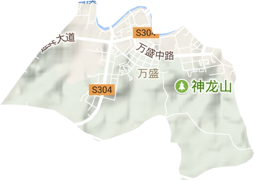 万盛街道地形地图