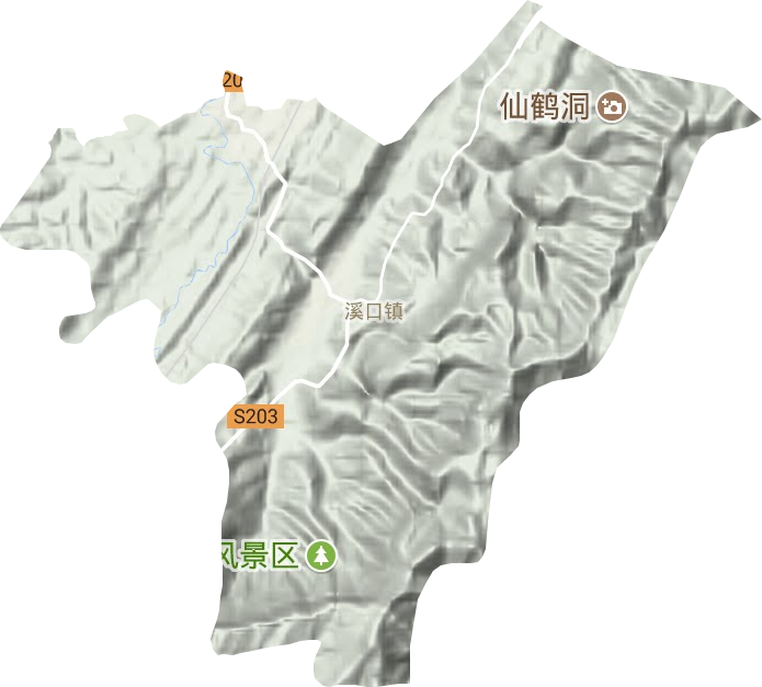 溪口镇地形地图