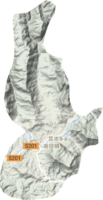 南坝镇地形地图