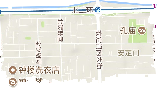 安定门街道地形地图