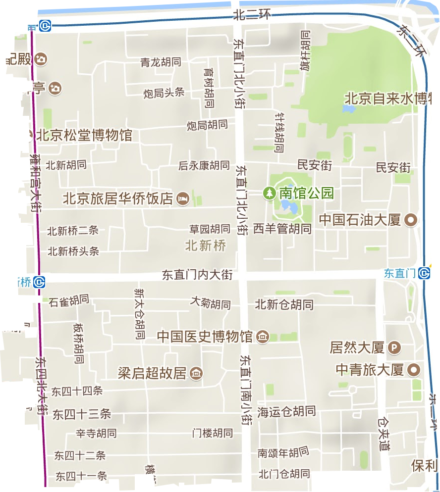 北新桥街道地形地图